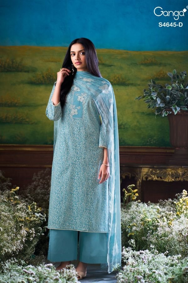 Ganga Fashion Binalee S4645 Cotton Ladies Suit S4645-D