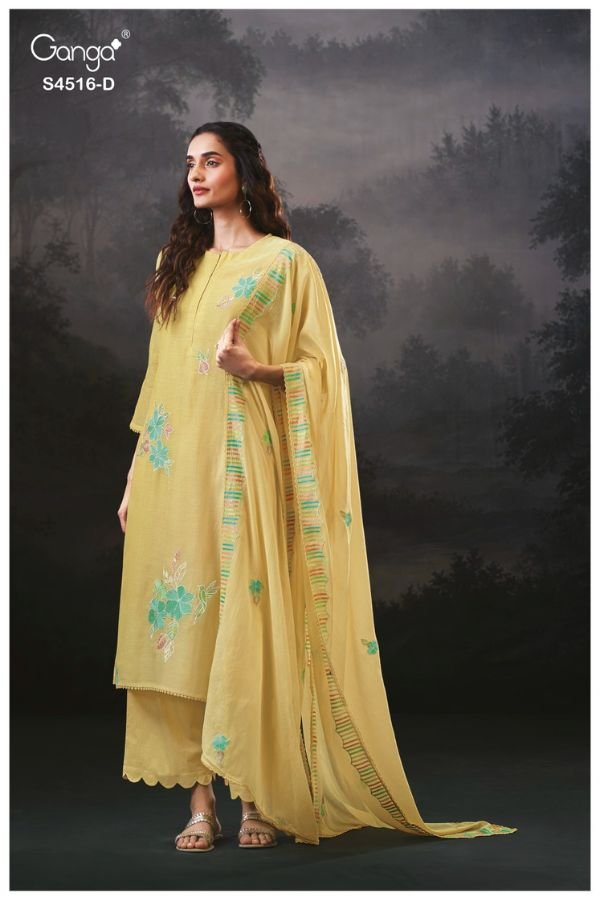 Ganga Fashion Brisha S4516 Premium Pure Banarsi Mul Suit S4516-D