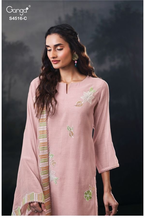 Ganga Fashion Brisha S4516 Premium Pure Banarsi Mul Suit S4516-C