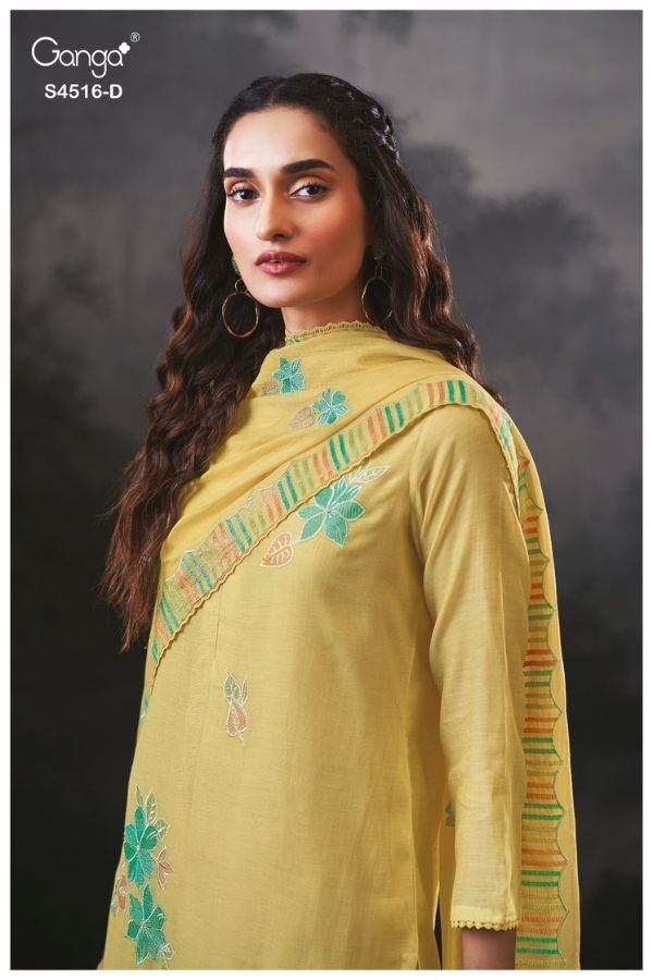 Ganga Fashion Brisha S4516 Premium Pure Banarsi Mul Suit S4516-D