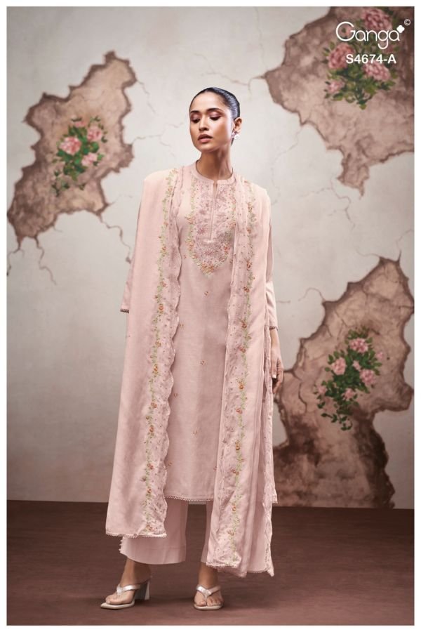Ganga Fashion Dairel S4674 Premium Pure Mul Suit S4674-A
