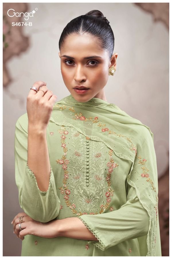 Ganga Fashion Dairel S4674 Premium Pure Mul Suit S4674-B