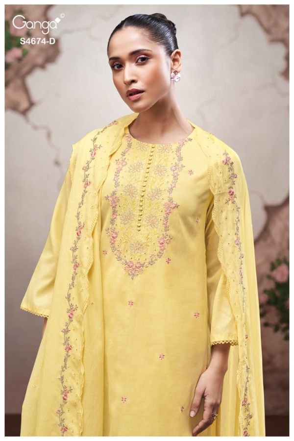 Ganga Fashion Dairel S4674 Premium Pure Mul Suit S4674-D
