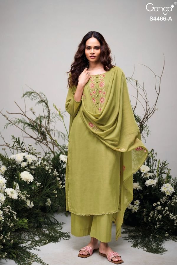 Ganga Fashion Diyanae S4466 Premium Pure Mul Suit S4466-A