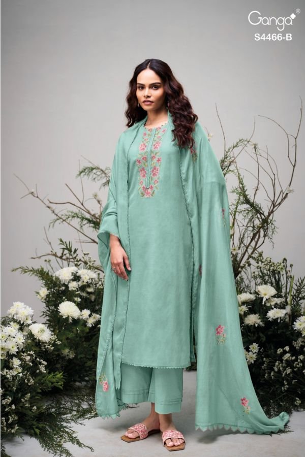 Ganga Fashion Diyanae S4466 Premium Pure Mul Suit S4466-B