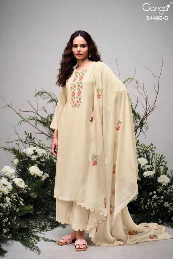 Ganga Fashion Diyanae S4466 Premium Pure Mul Suit S4466-C