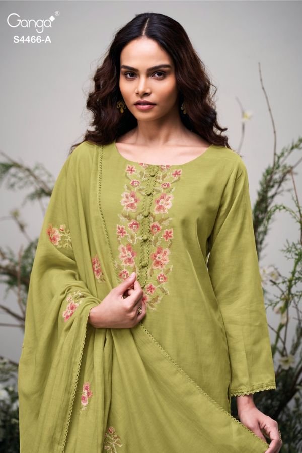 Ganga Fashion Diyanae S4466 Premium Pure Mul Suit S4466-A
