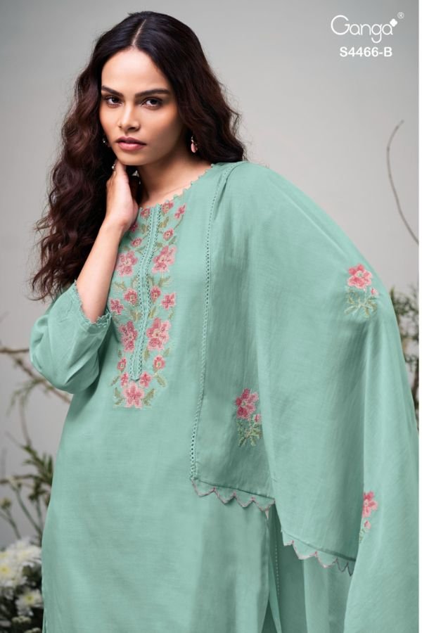 Ganga Fashion Diyanae S4466 Premium Pure Mul Suit S4466-B