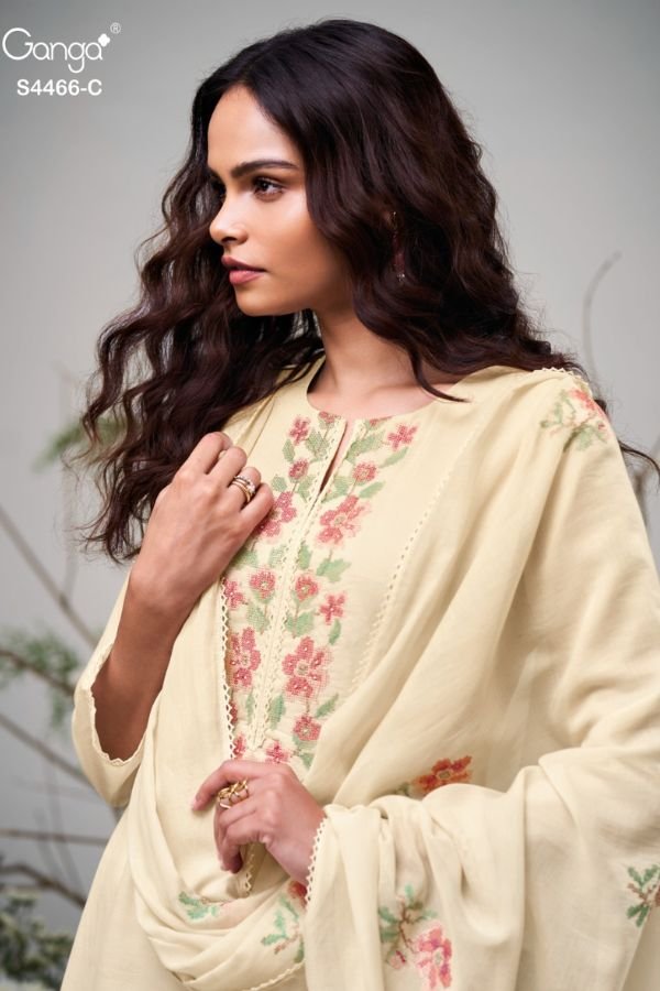 Ganga Fashion Diyanae S4466 Premium Pure Mul Suit S4466-C