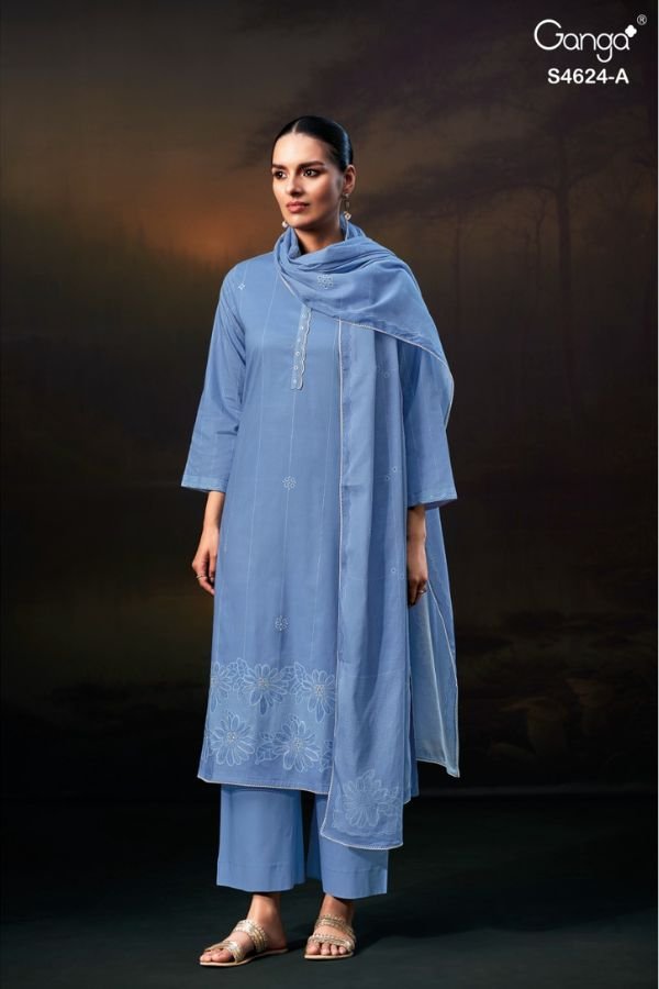 Ganga Fashion Elsya S4624 Premium Cotton Ladies Suit S4624-A