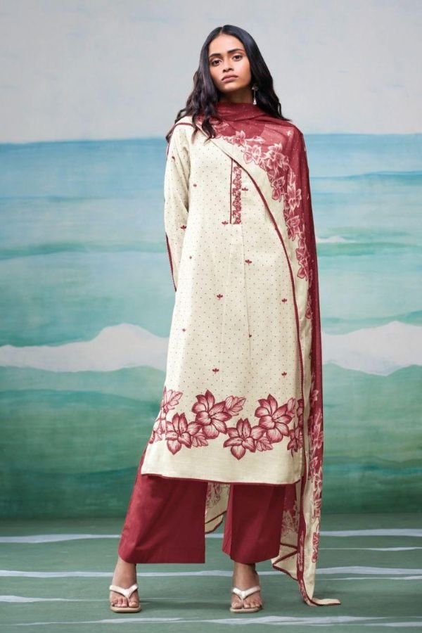 Ganga Fashion Elysha S4511 Cotton Linen Ladies Suit S4511-A