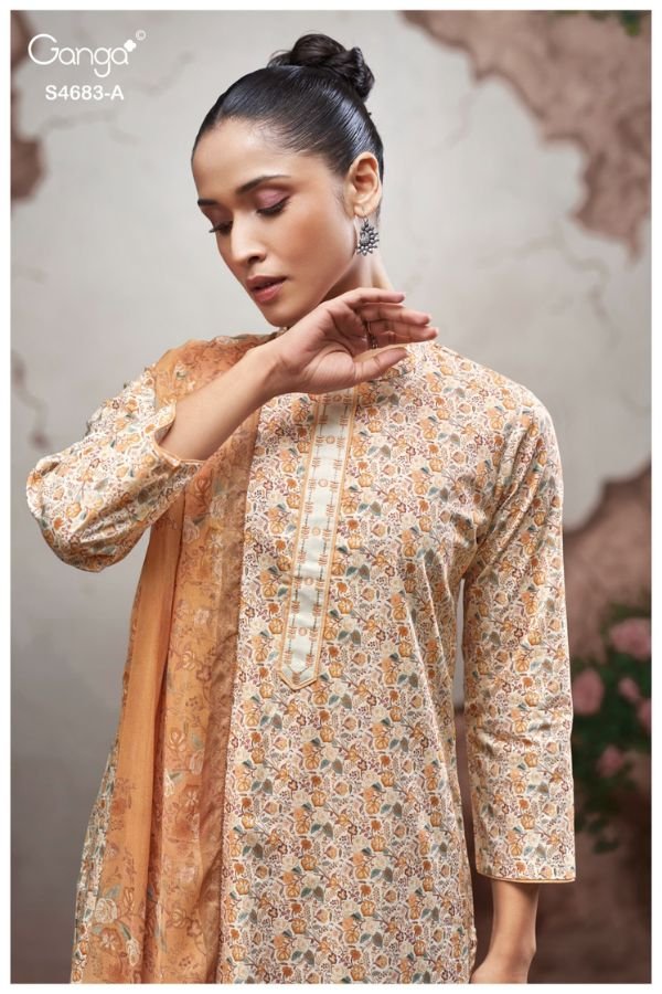Ganga Fashion Ferial S4683 Cotton Ladies Suit S4683-A