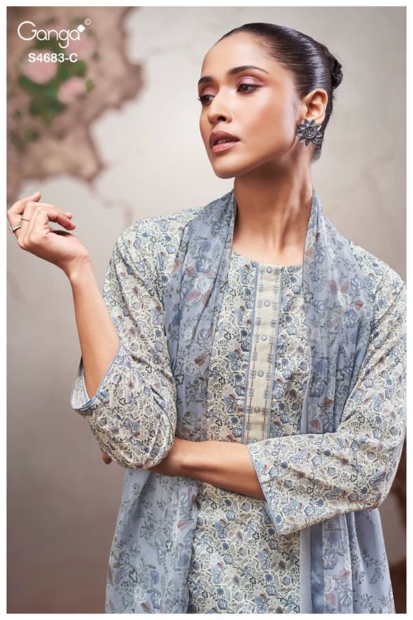 Ganga Fashion Ferial S4683 Cotton Ladies Suit S4683-C