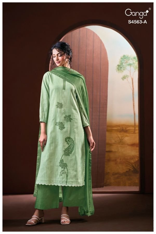 Ganga Fashion Firaeka S4563 Cotton Linen Ladies Suit S4563-A