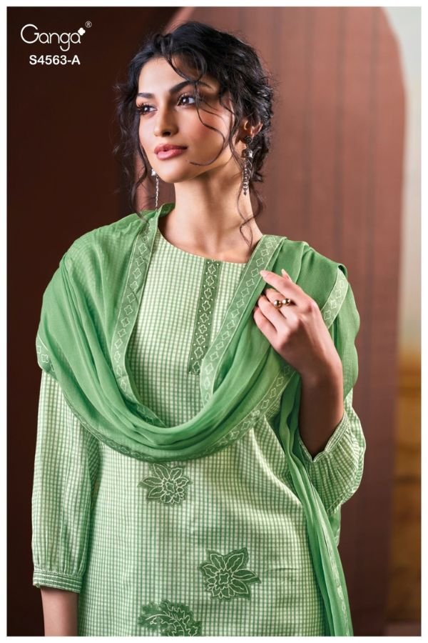 Ganga Fashion Firaeka S4563 Cotton Linen Ladies Suit S4563-A
