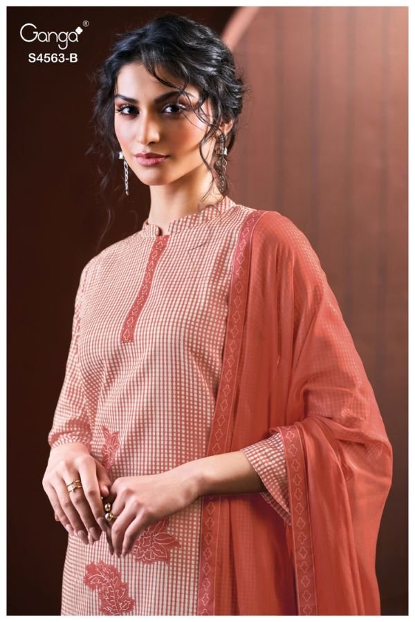 Ganga Fashion Firaeka S4563 Cotton Linen Ladies Suit S4563-B