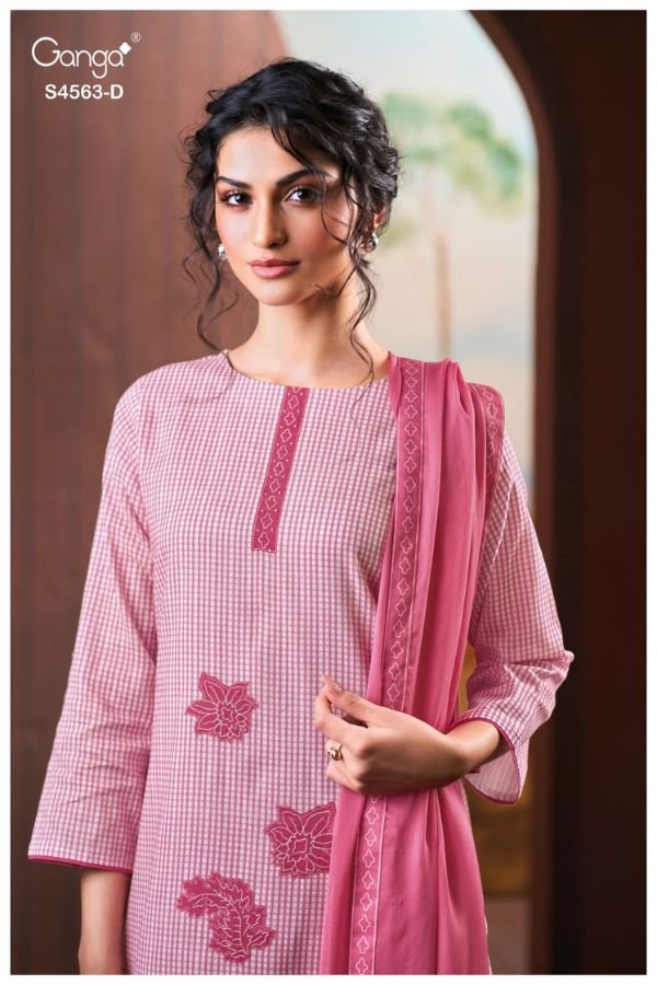 Ganga Fashion Firaeka S4563 Cotton Linen Ladies Suit S4563-D