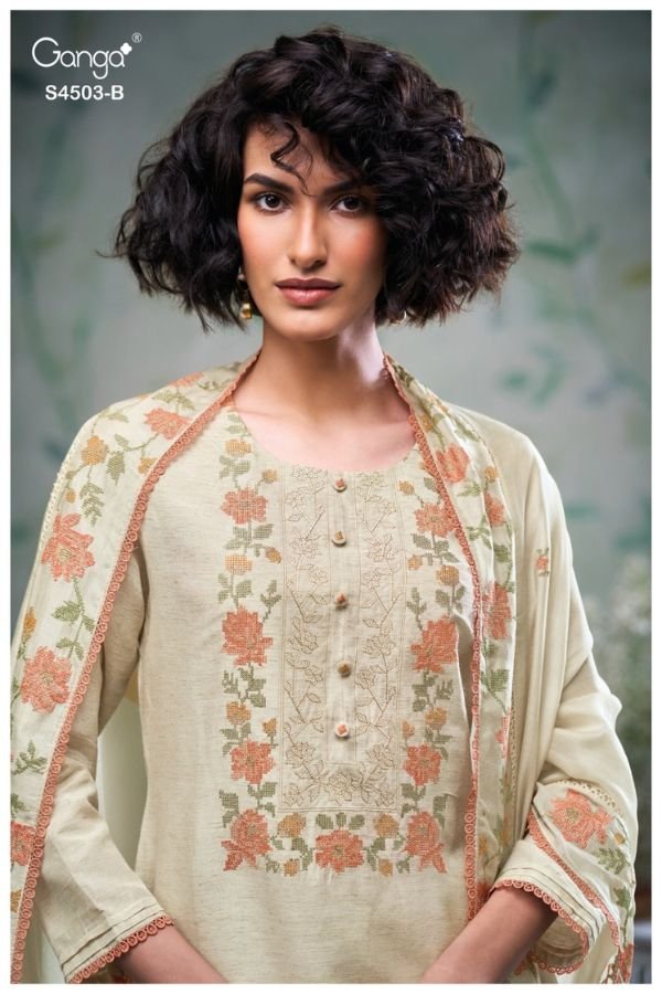 Ganga Fashion Fivya S4503 Silk Ladies Suit S4503-B