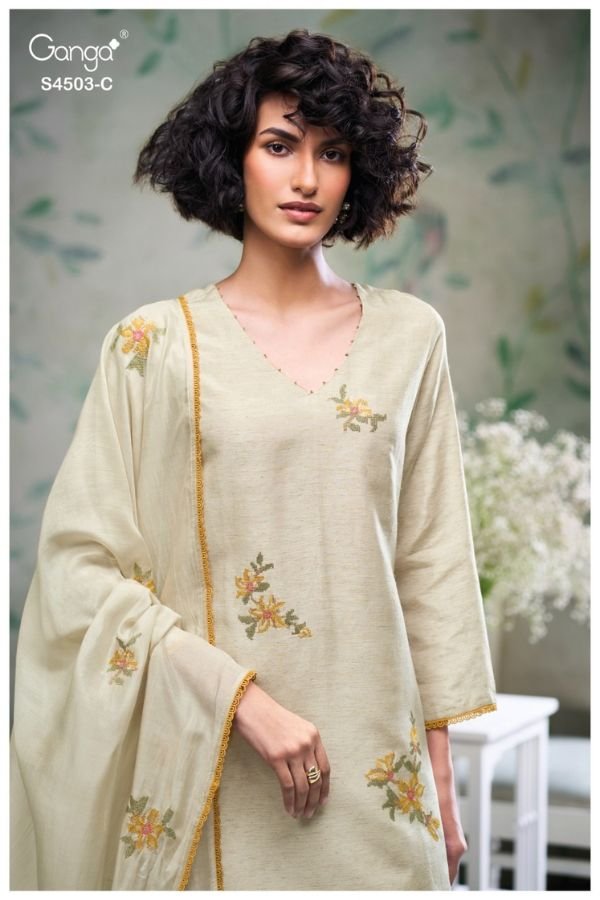Ganga Fashion Fivya S4503 Silk Ladies Suit S4503-C