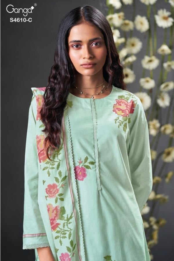 Ganga Fashion Florie S4610 Cotton Ladies Suit S4610-C