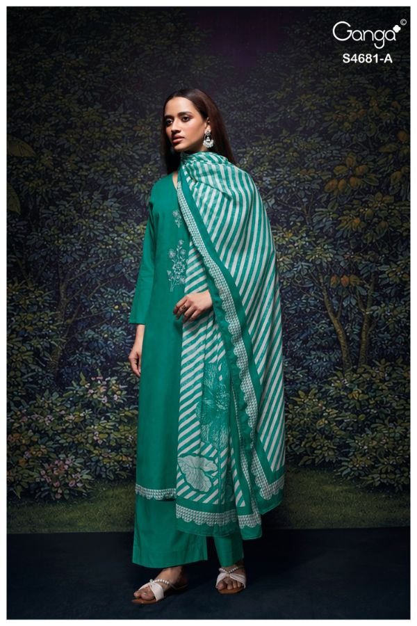 Ganga Fashion Hridika S4681 Premium Pure Mul Suit S4681-A