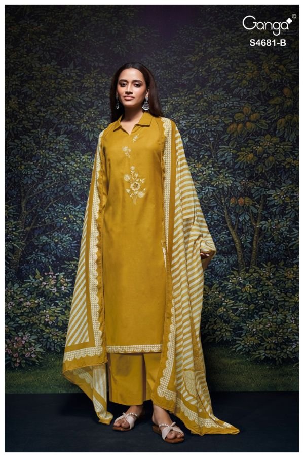 Ganga Fashion Hridika S4681 Premium Pure Mul Suit S4681-B