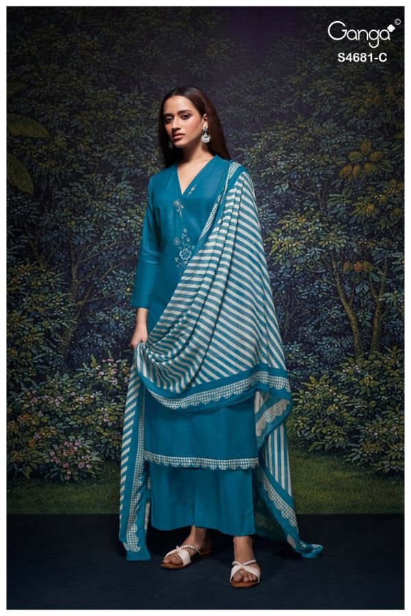Ganga Fashion Hridika S4681 Premium Pure Mul Suit S4681-C
