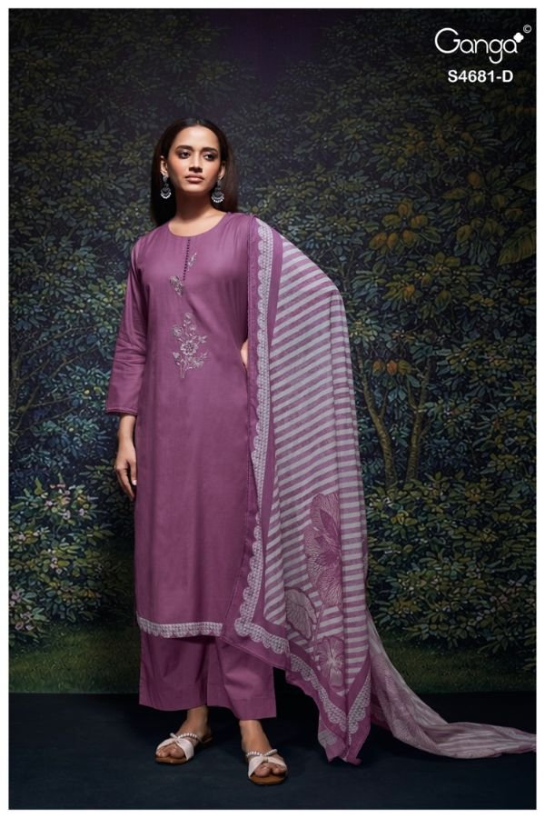 Ganga Fashion Hridika S4681 Premium Pure Mul Suit S4681-D
