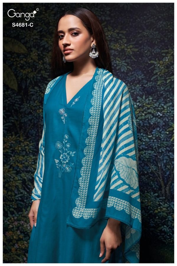Ganga Fashion Hridika S4681 Premium Pure Mul Suit S4681-C