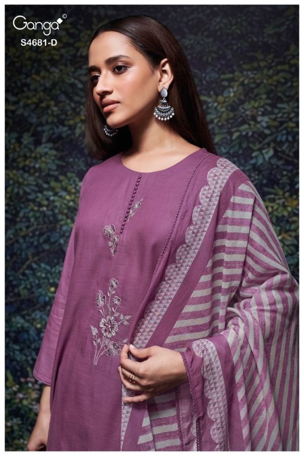Ganga Fashion Hridika S4681 Premium Pure Mul Suit S4681-D