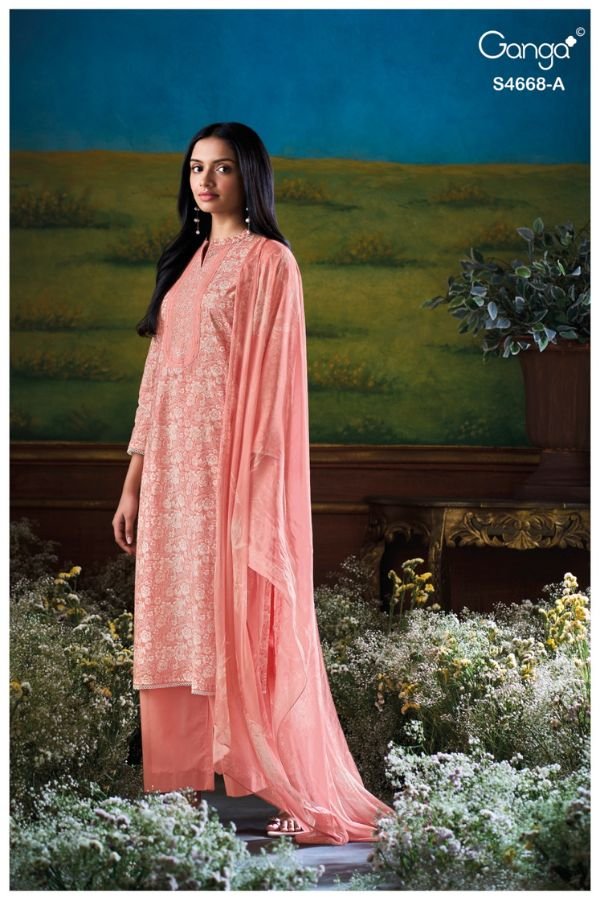 Ganga Fashion Iraisha S4668 Premium Cotton Ladies Suit S4668-A