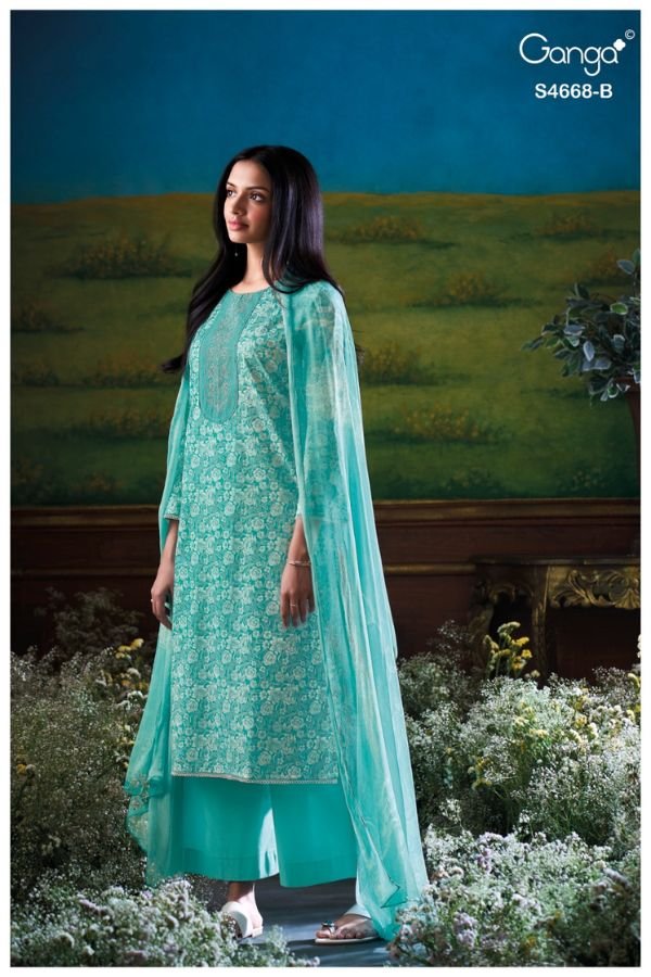 Ganga Fashion Iraisha S4668 Premium Cotton Ladies Suit S4668-B