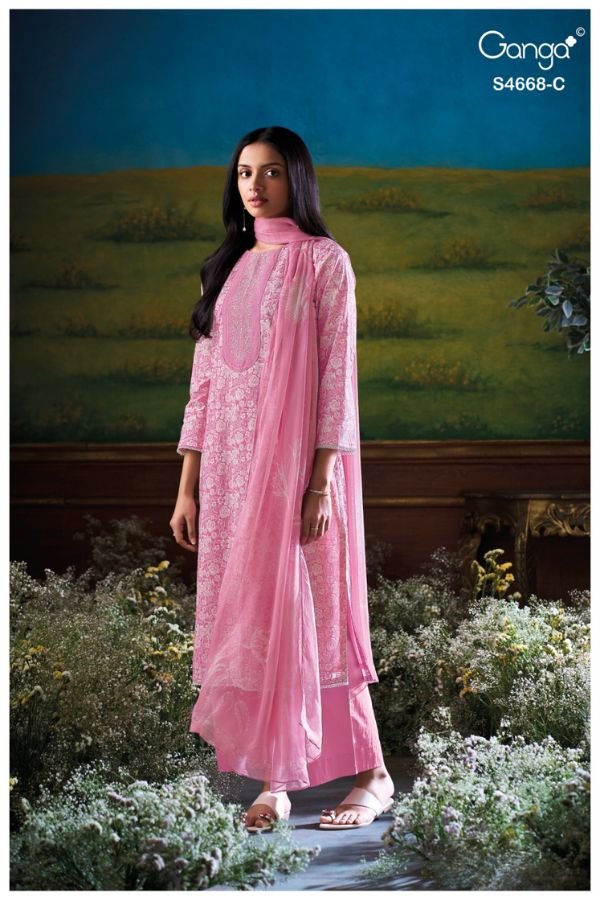 Ganga Fashion Iraisha S4668 Premium Cotton Ladies Suit S4668-C
