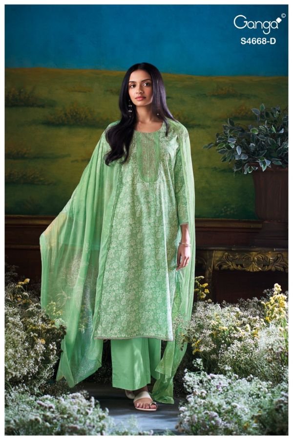 Ganga Fashion Iraisha S4668 Premium Cotton Ladies Suit S4668-D