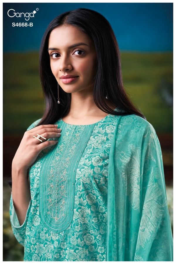 Ganga Fashion Iraisha S4668 Premium Cotton Ladies Suit S4668-B