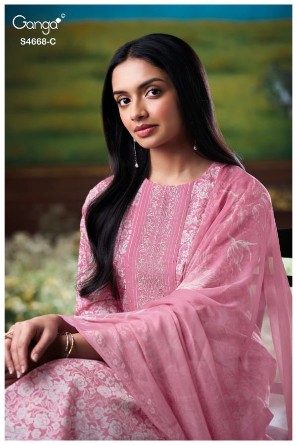 Ganga Fashion Iraisha S4668 Premium Cotton Ladies Suit S4668-C