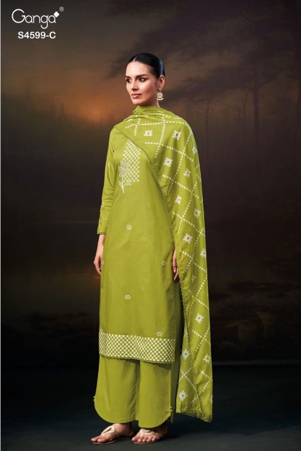 Ganga Fashion Iylae S4599 Premium Cotton Ladies Suit S4599-C