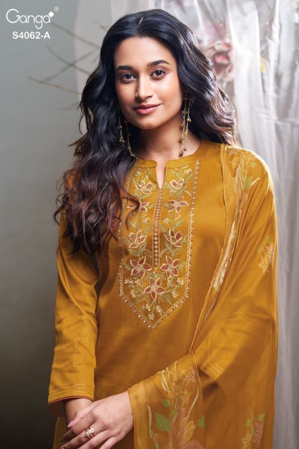 Ganga Fashion Izyra S4062 Cotton Satin Ladies Suit S4062-A