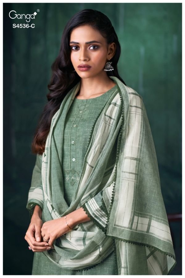 Ganga Fashion Litsa S4536 Premium Cotton Ladies Suit S4536-C