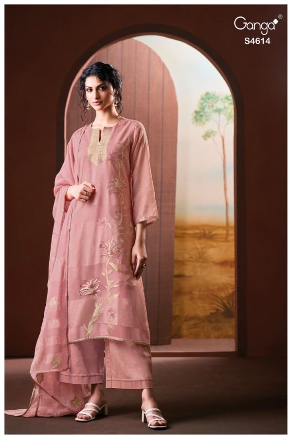 Ganga Fashion Lunel S4614 Premium Pure Mul Ladies Suit S4614