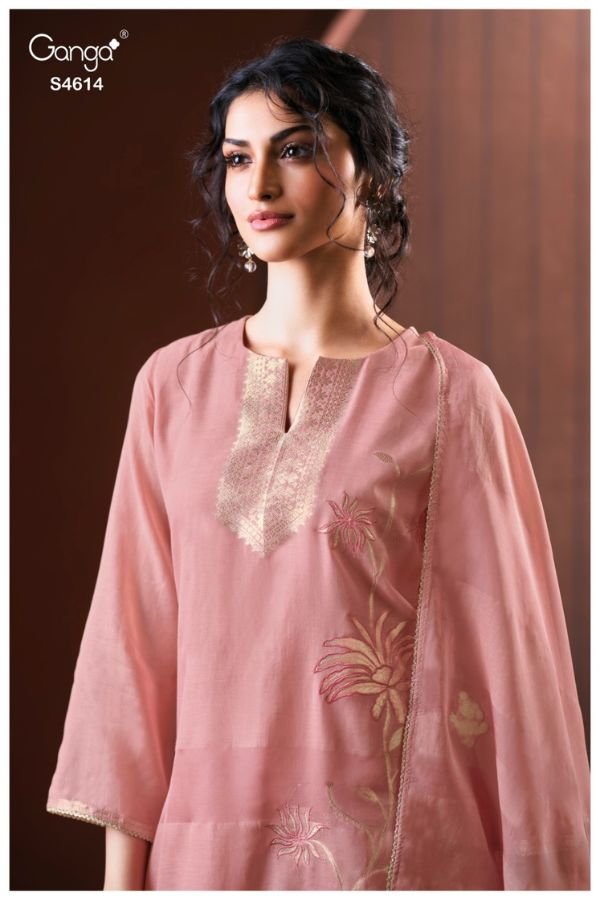 Ganga Fashion Lunel S4614 Premium Pure Mul Ladies Suit S4614