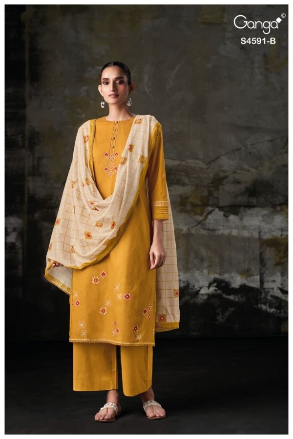 Ganga Fashion Myris S4591 Premium Cotton Ladies Suit S4591-B