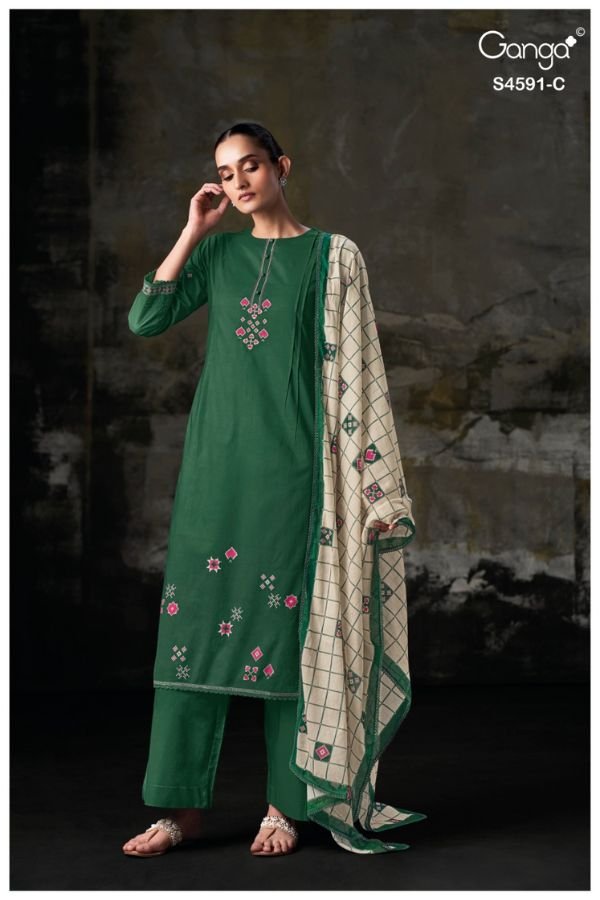 Ganga Fashion Myris S4591 Premium Cotton Ladies Suit S4591-C