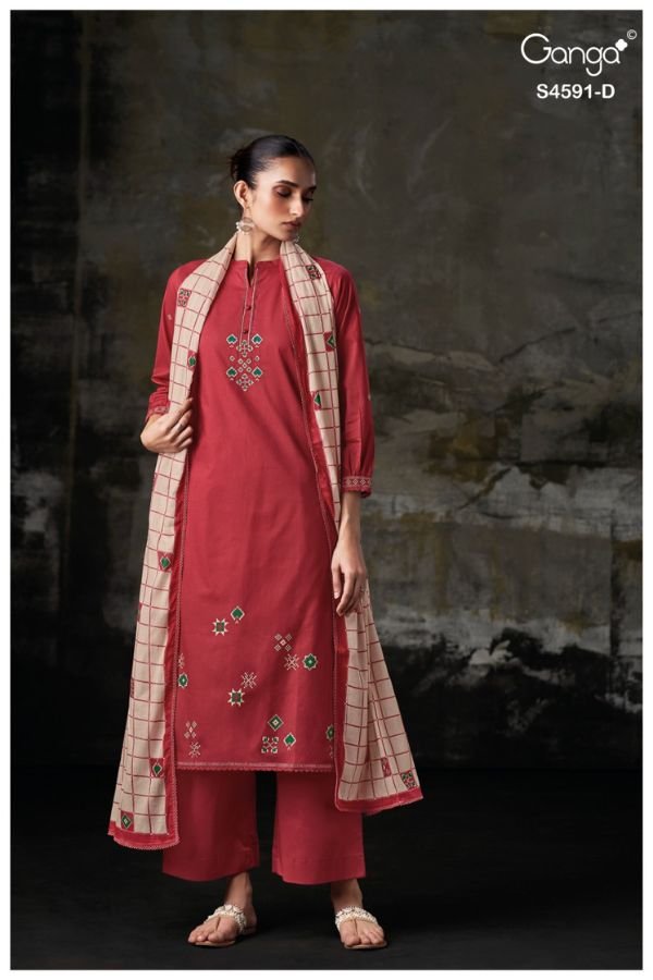 Ganga Fashion Myris S4591 Premium Cotton Ladies Suit S4591-D