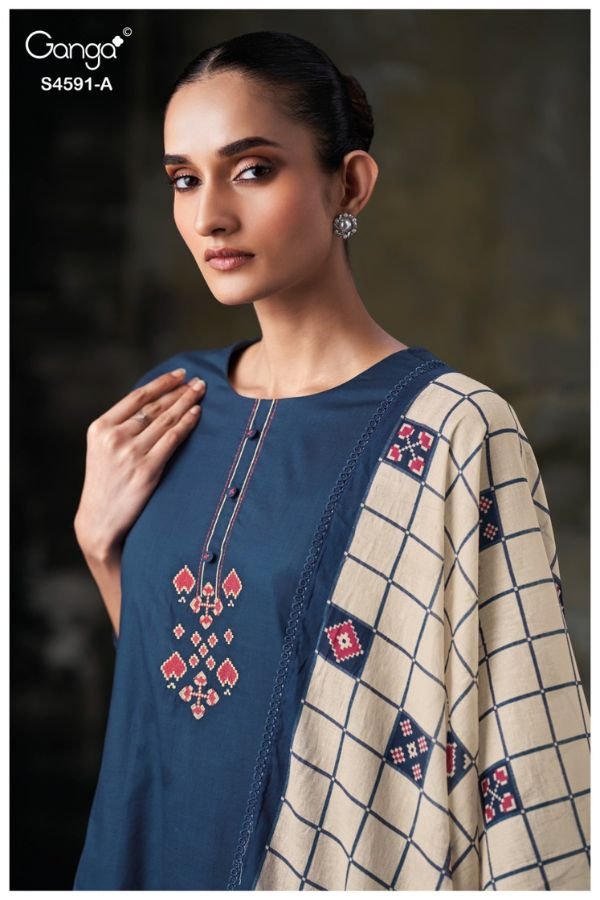 Ganga Fashion Myris S4591 Premium Cotton Ladies Suit S4591-A