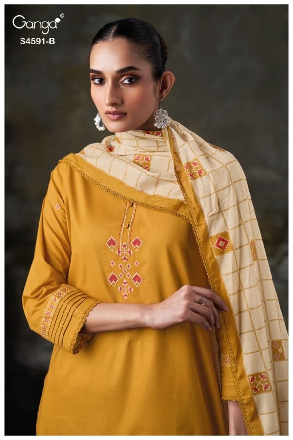 Ganga Fashion Myris S4591 Premium Cotton Ladies Suit S4591-B