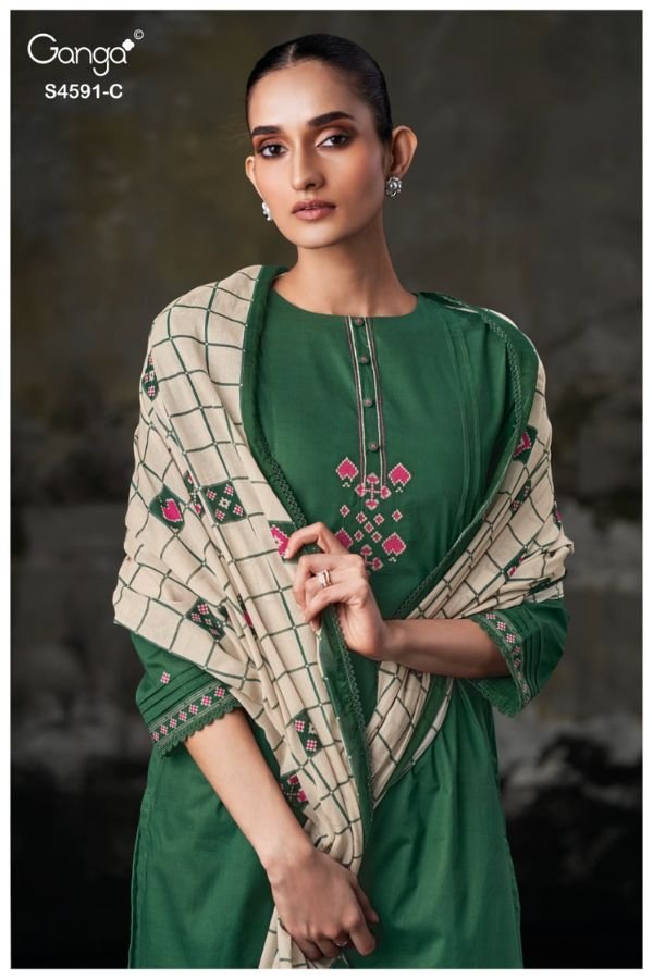 Ganga Fashion Myris S4591 Premium Cotton Ladies Suit S4591-C