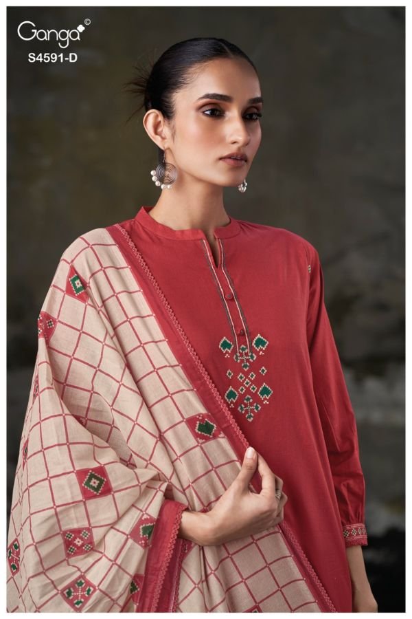 Ganga Fashion Myris S4591 Premium Cotton Ladies Suit S4591-D