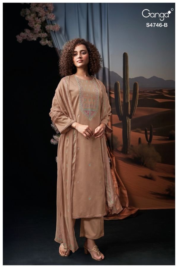 Ganga Fashion Nehira S4746 Cotton Satin Ladies Suit S4746-B