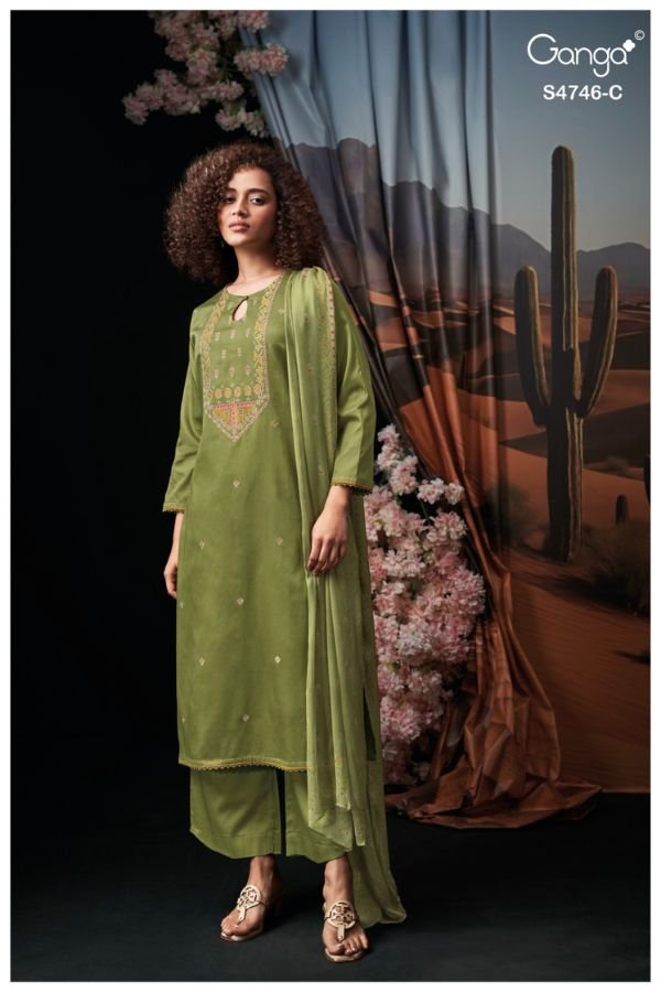 Ganga Fashion Nehira S4746 Cotton Satin Ladies Suit S4746-C